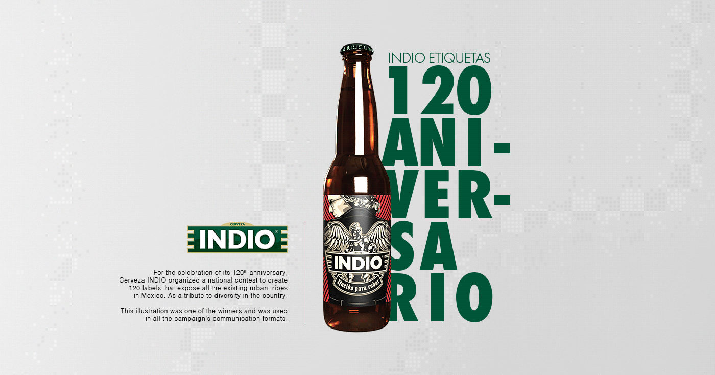 indio cerveza Cerveza Indio beer beer design beer label ilustracion ILLUSTRATION  chopper motorcycle