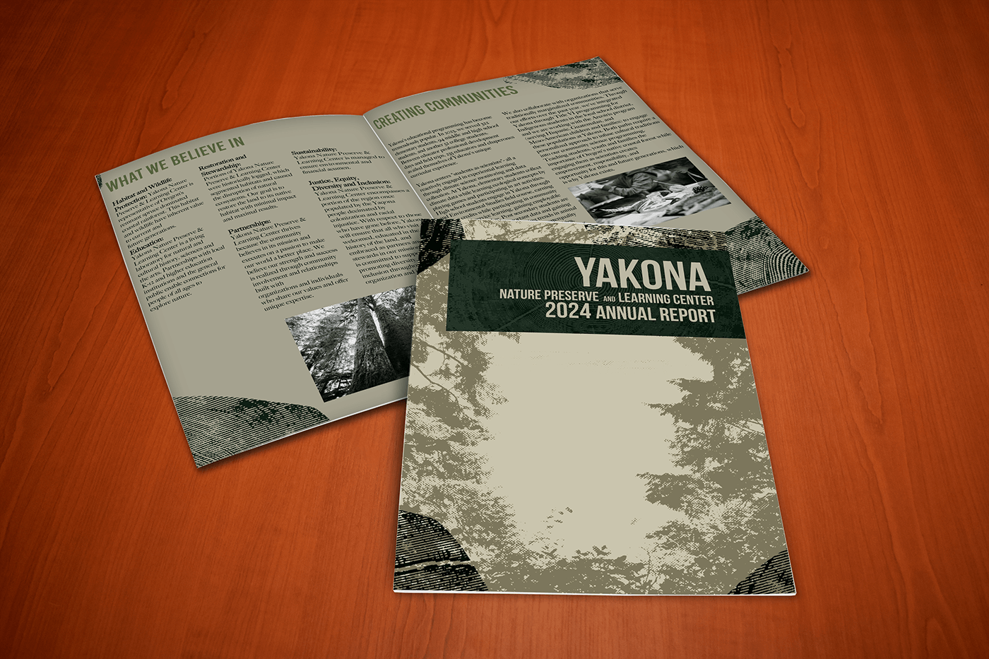 Oregon forest conservatory graphic design  annual report yakona