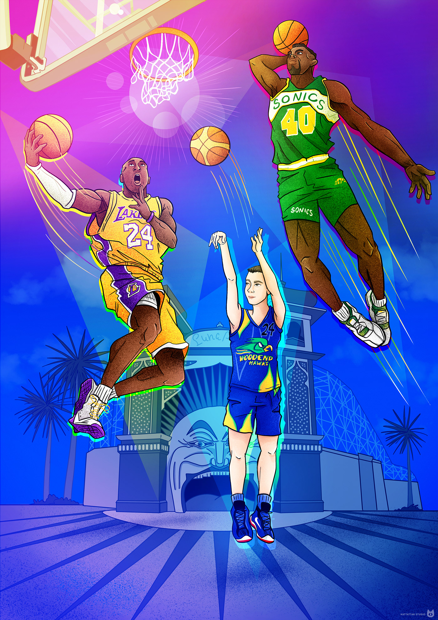 basketball hoops ILLUSTRATION  KobeBryant Lakers NBA seankemp stkilda Supersonics