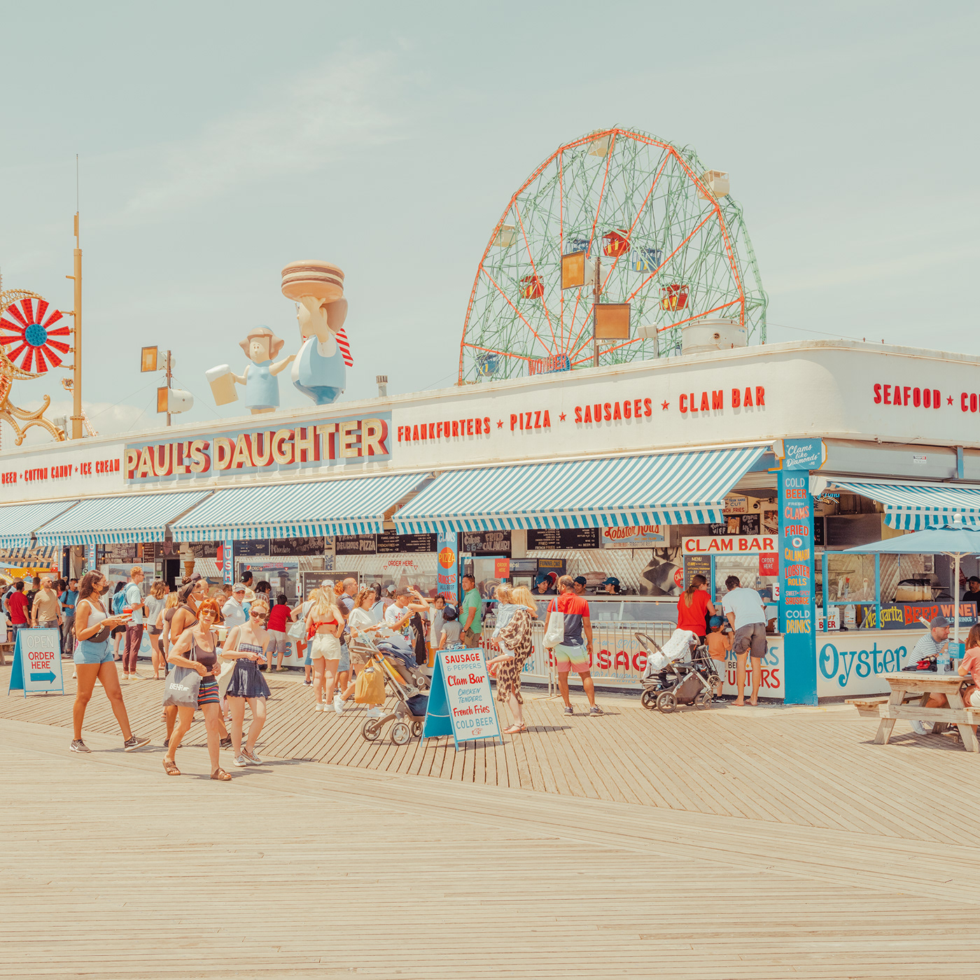 amusement park beach blue Brooklyn colorful colors coney island New York pastel colors summer