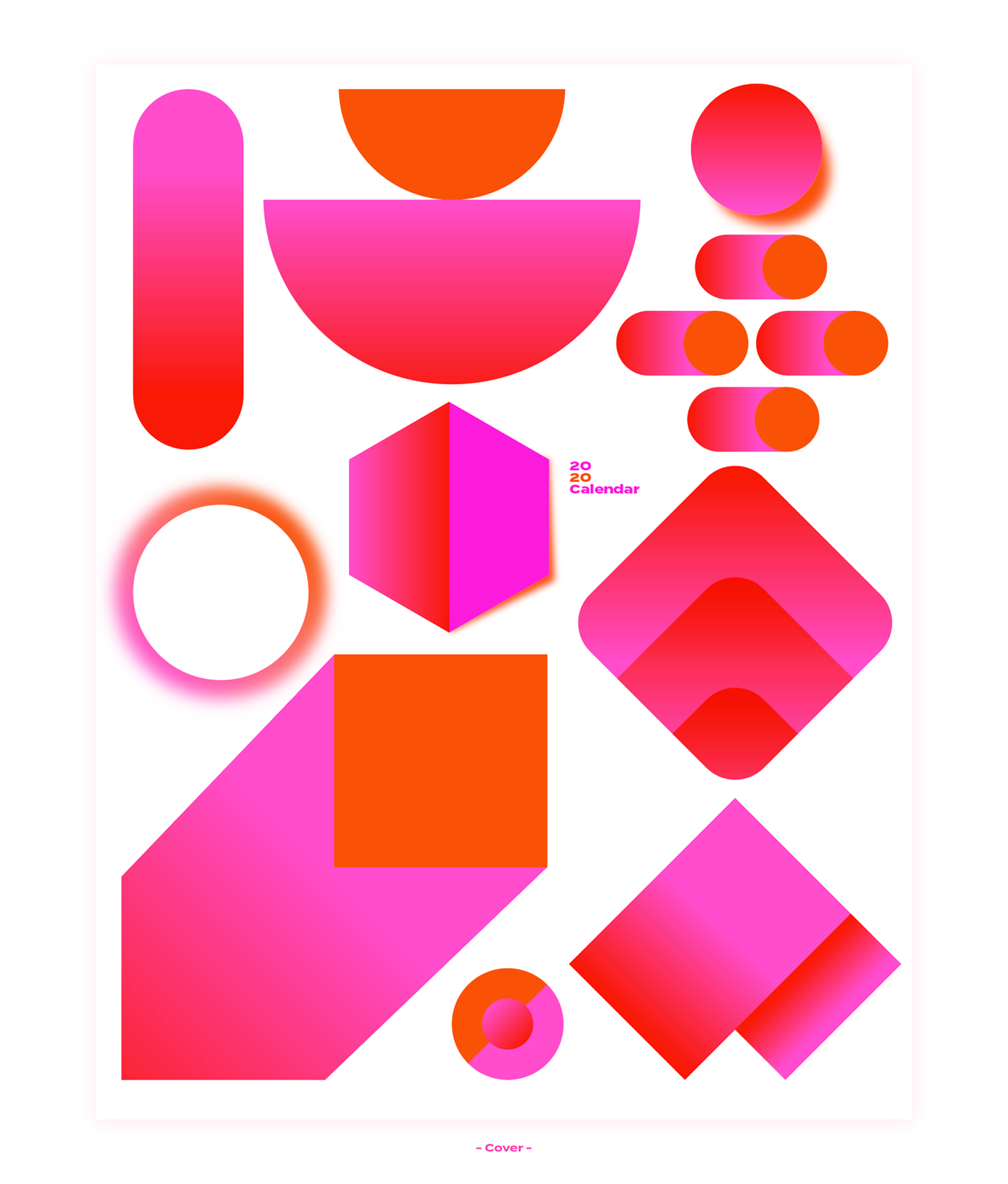 risograph Riso calendar pink geometric