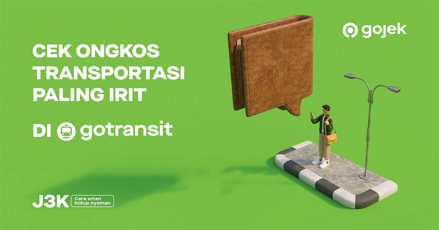 3D ads Advertising  ArtDirection gojek GOTransit Keyvisual marketing   modelling transportation