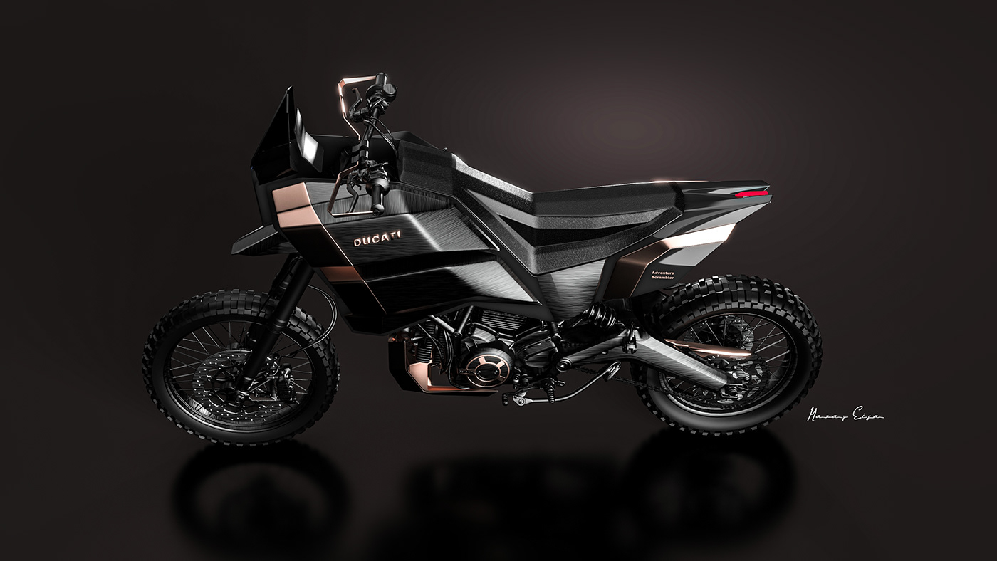 3D adventure automotivedesign bikedesign Ducati industrialdesign motorcycle rally transportationdesign visualization