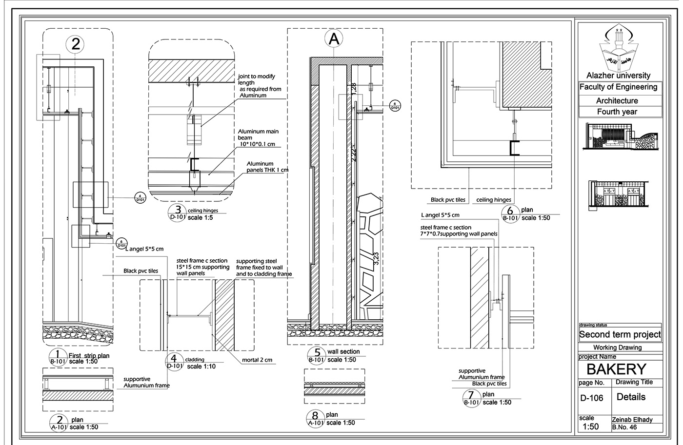 working Interior design shop drawing architecture details bakery cladding wood