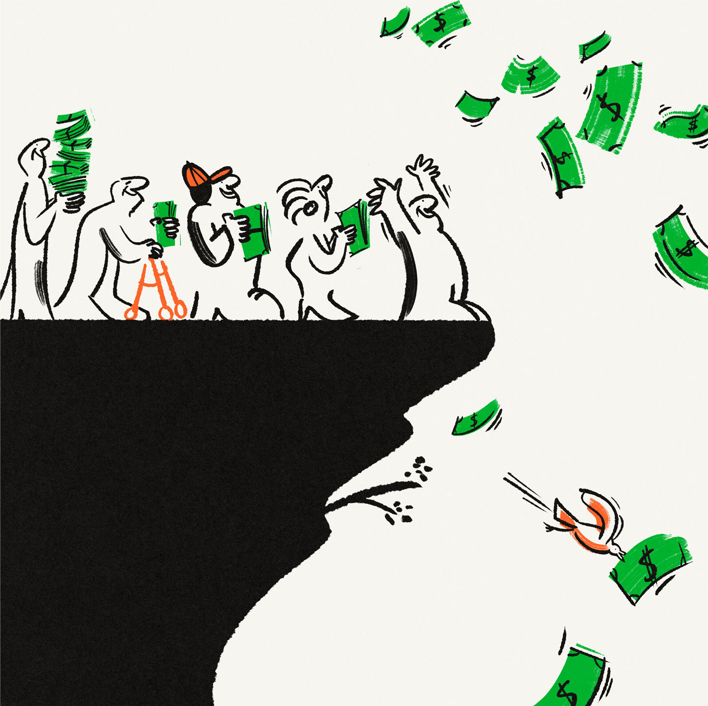 editorialillustration ILLUSTRATION  money Blackline cartoon dumbmoney savings