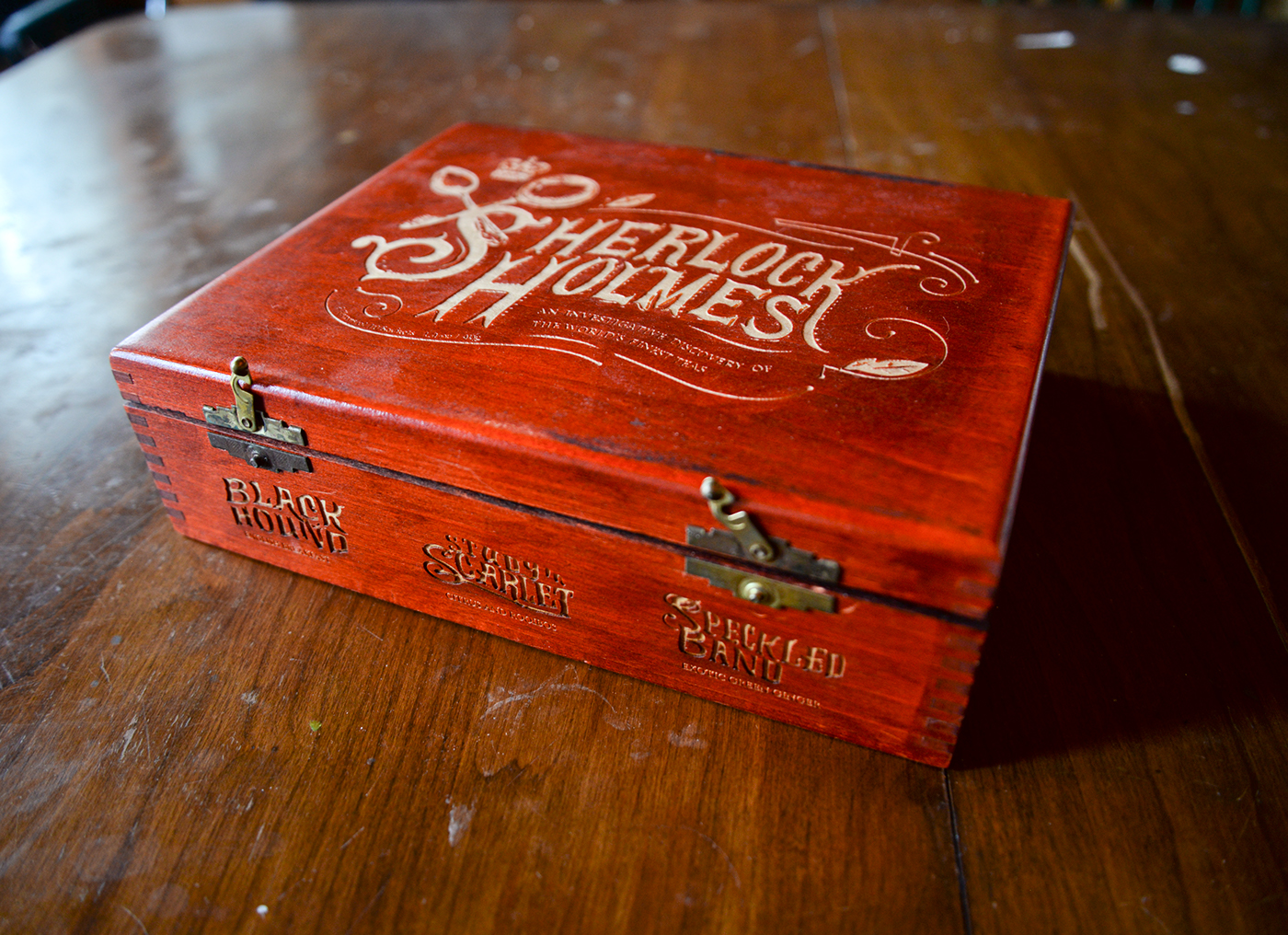 Sherlock Holmes laser wood box tea