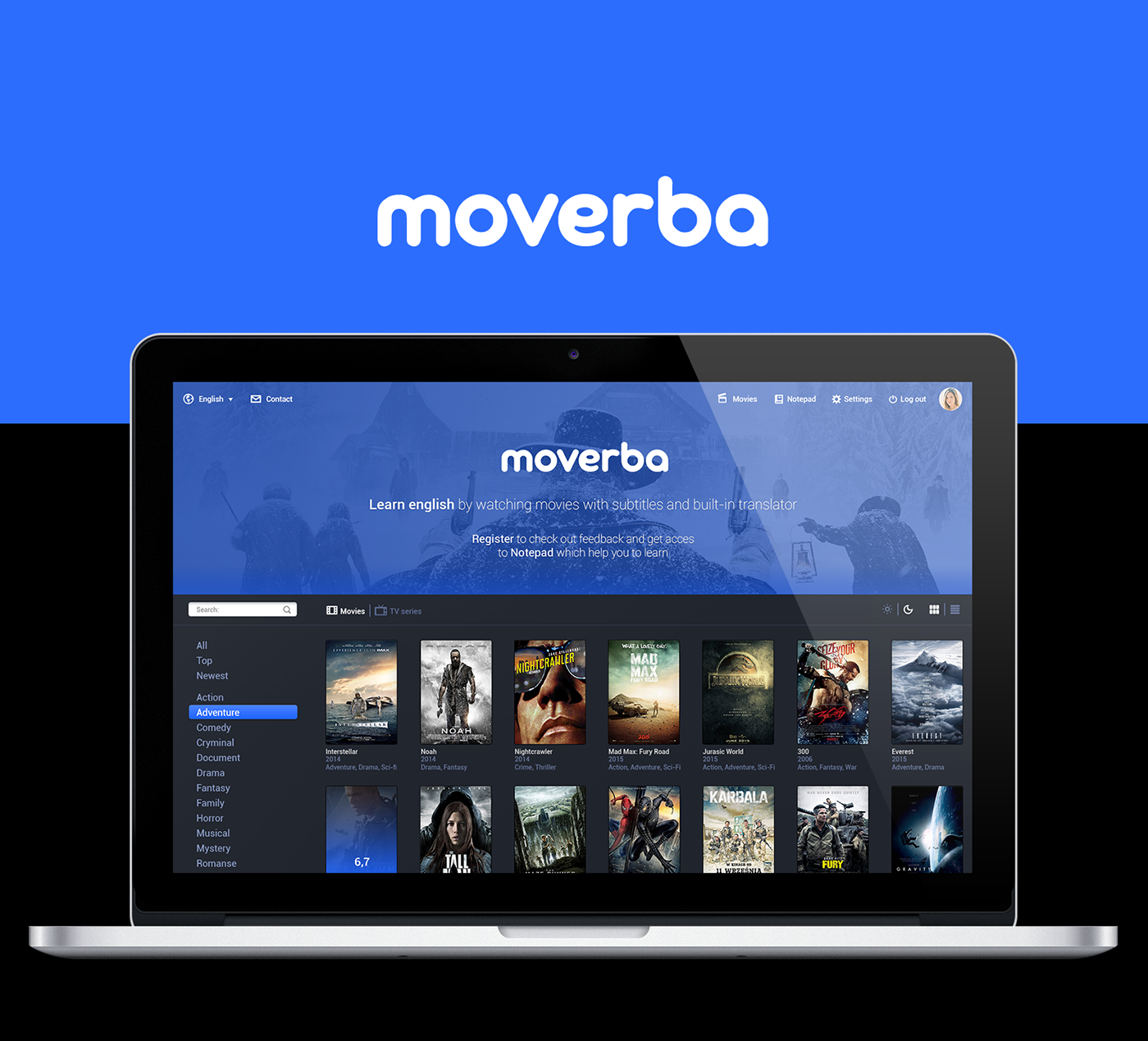 Movies Cinema Webdesign mobile movie learn moverba branding 