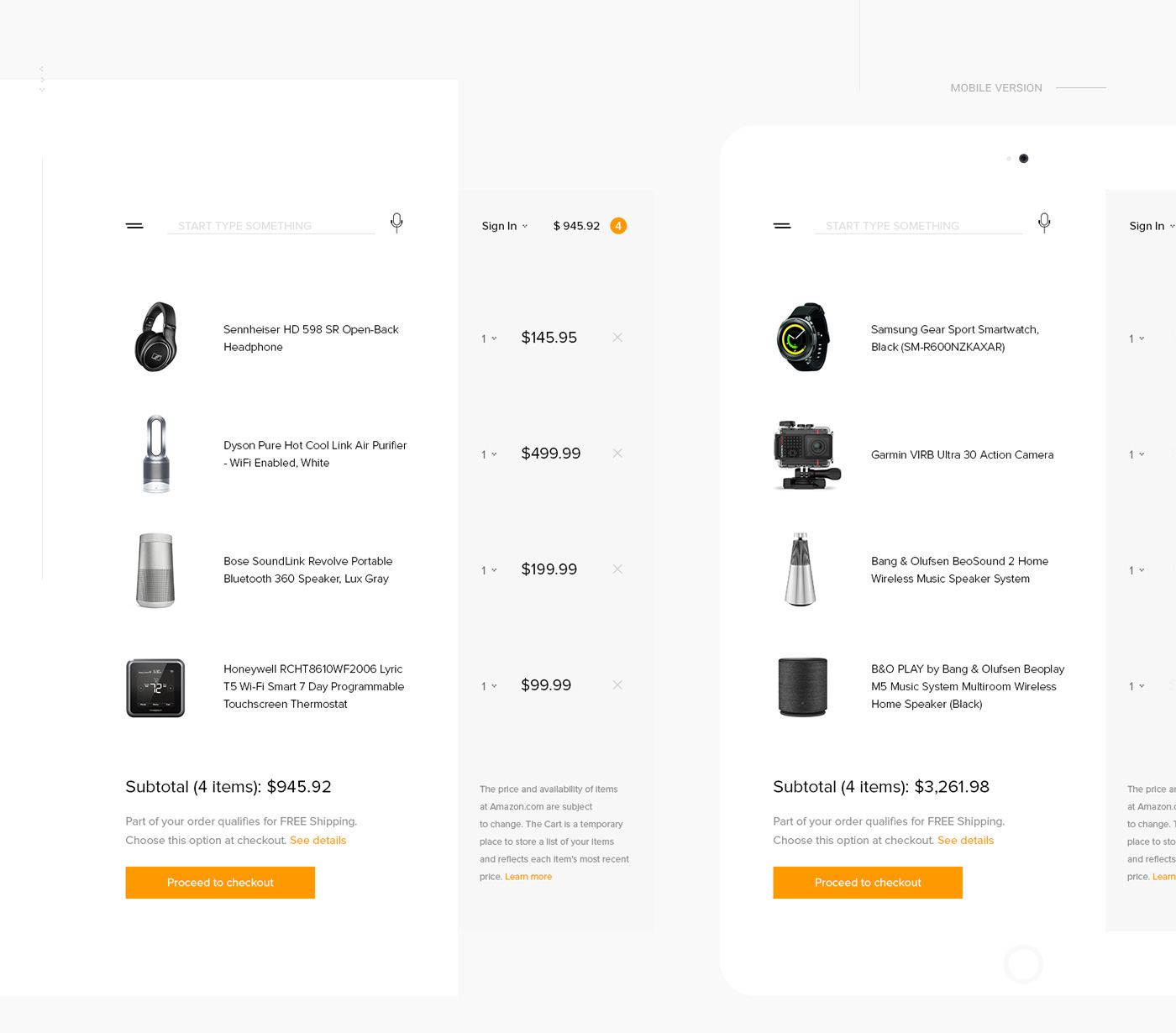 Amazon redesign concept Ecommerce minimal simple modern shop clean tech
