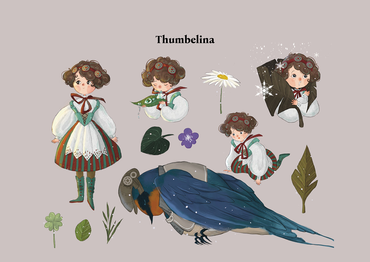 andersen artwork Character design  concept art fairytale ILLUSTRATION  Picture book storytelling   Thumbelina worldbuilding