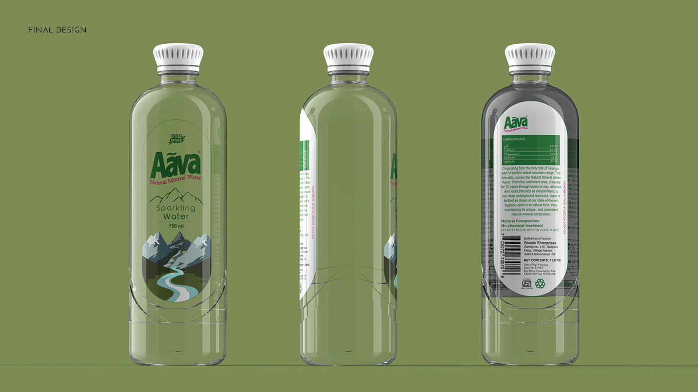 AAVA bottle brand identity designer Packaging Social media post water industrial design  3d modeling Render