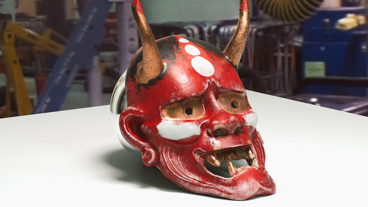japan 3D c4d cinema4d Zbrush substance painter old arnold traditional Sculpt japanese mask