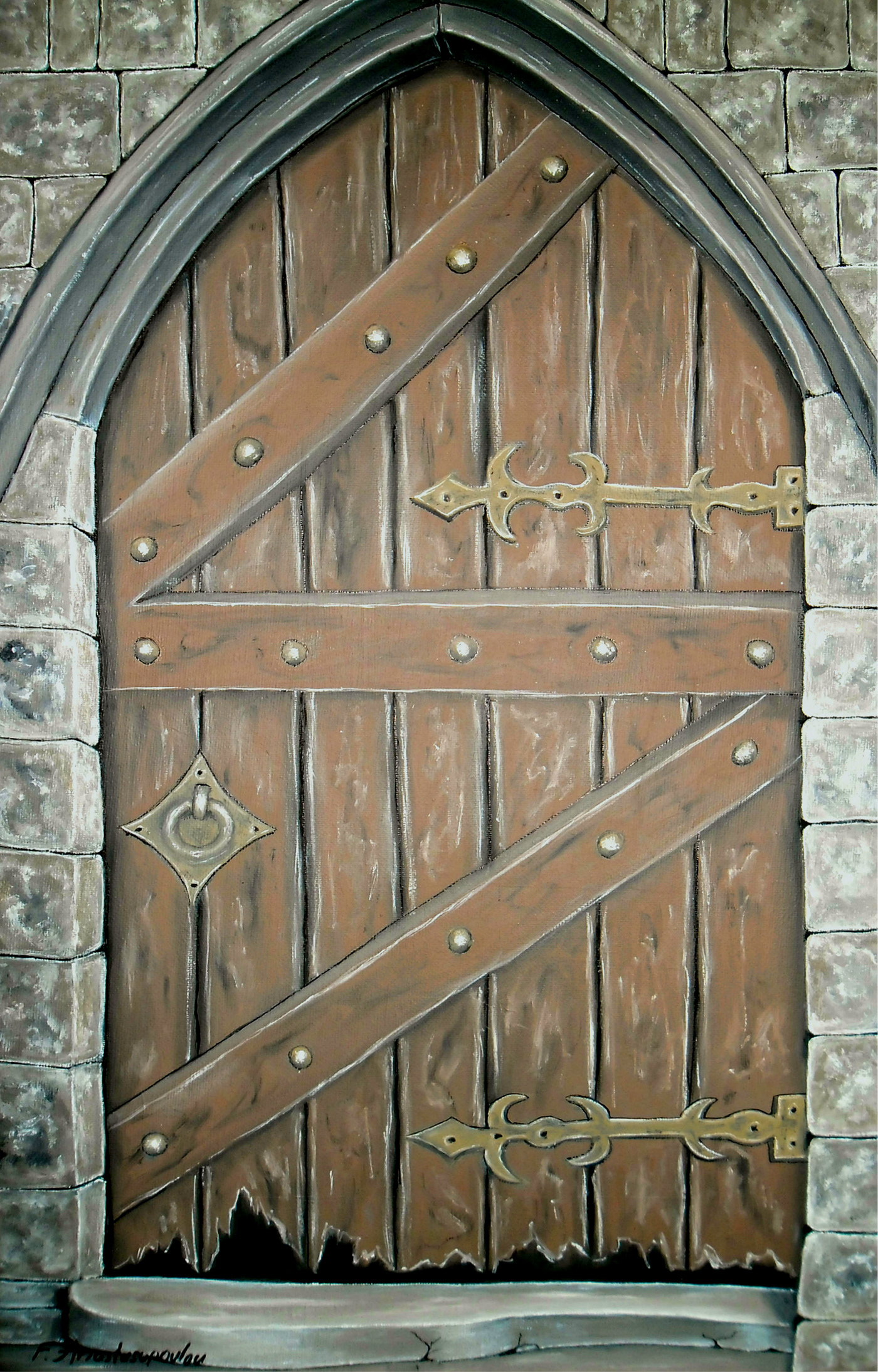 door old wooden medieval broken Oldtimes abandoned deserted old world brown