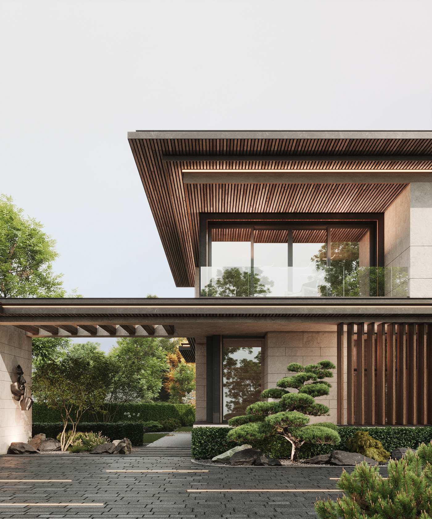house exterior visualization architecture modern Landscape design