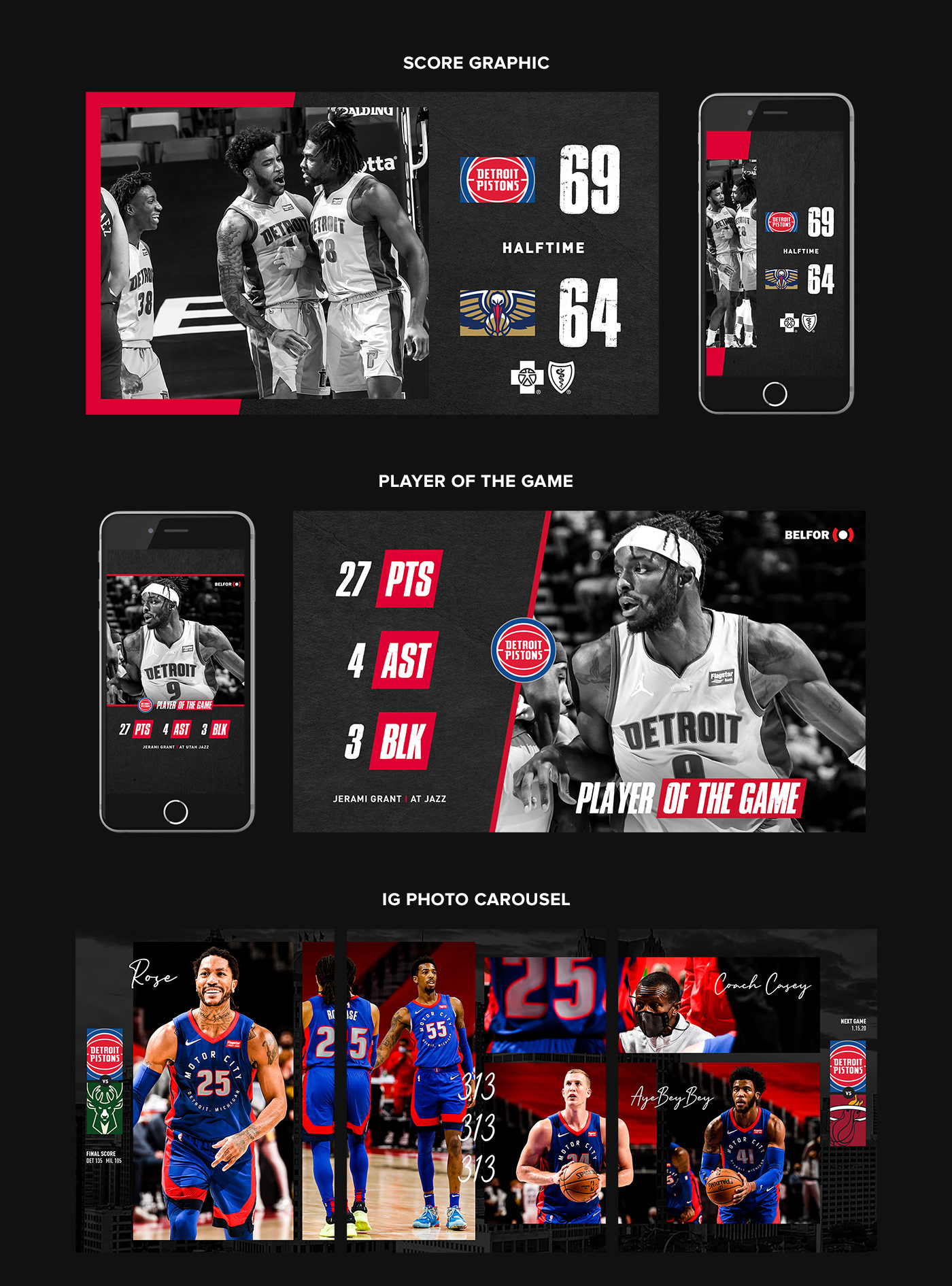 art direction  basketball branding  detroit graphic design  NBA pistons SMSports social media sports