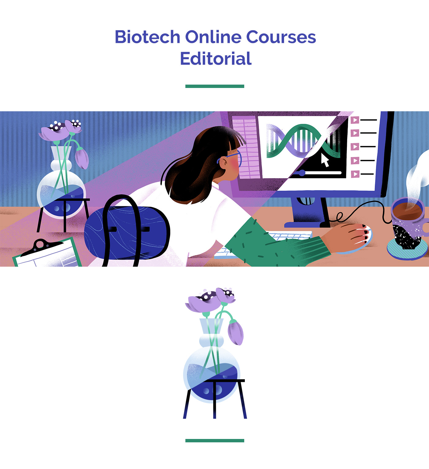biotech Education online courses lab science Scientist editorial Editorial Illustration