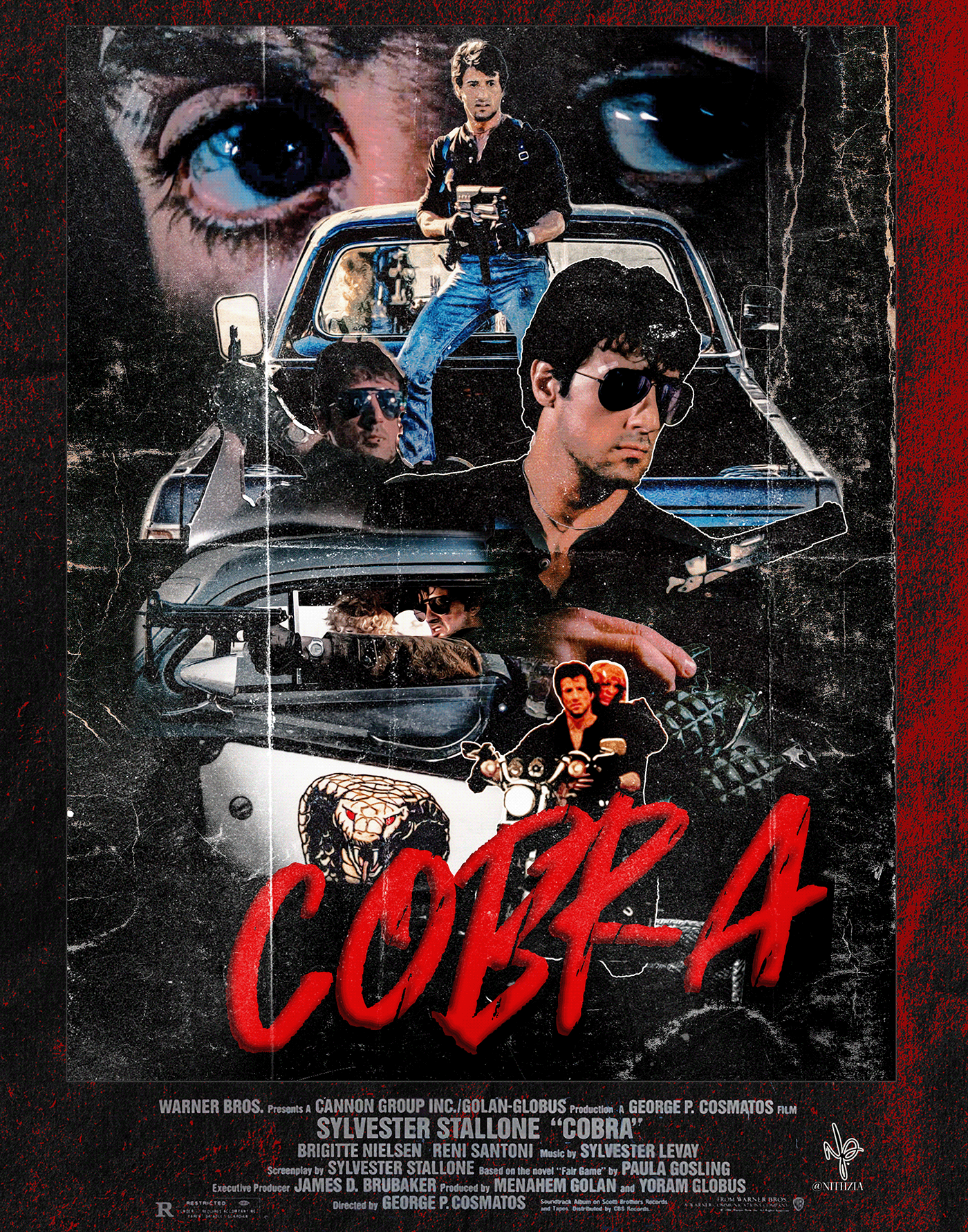 cobra movie Poster Design Sylvester Stallone