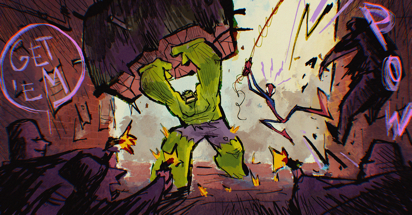 Character design  heroes Hulk ILLUSTRATION  marvel Procreate spiderman