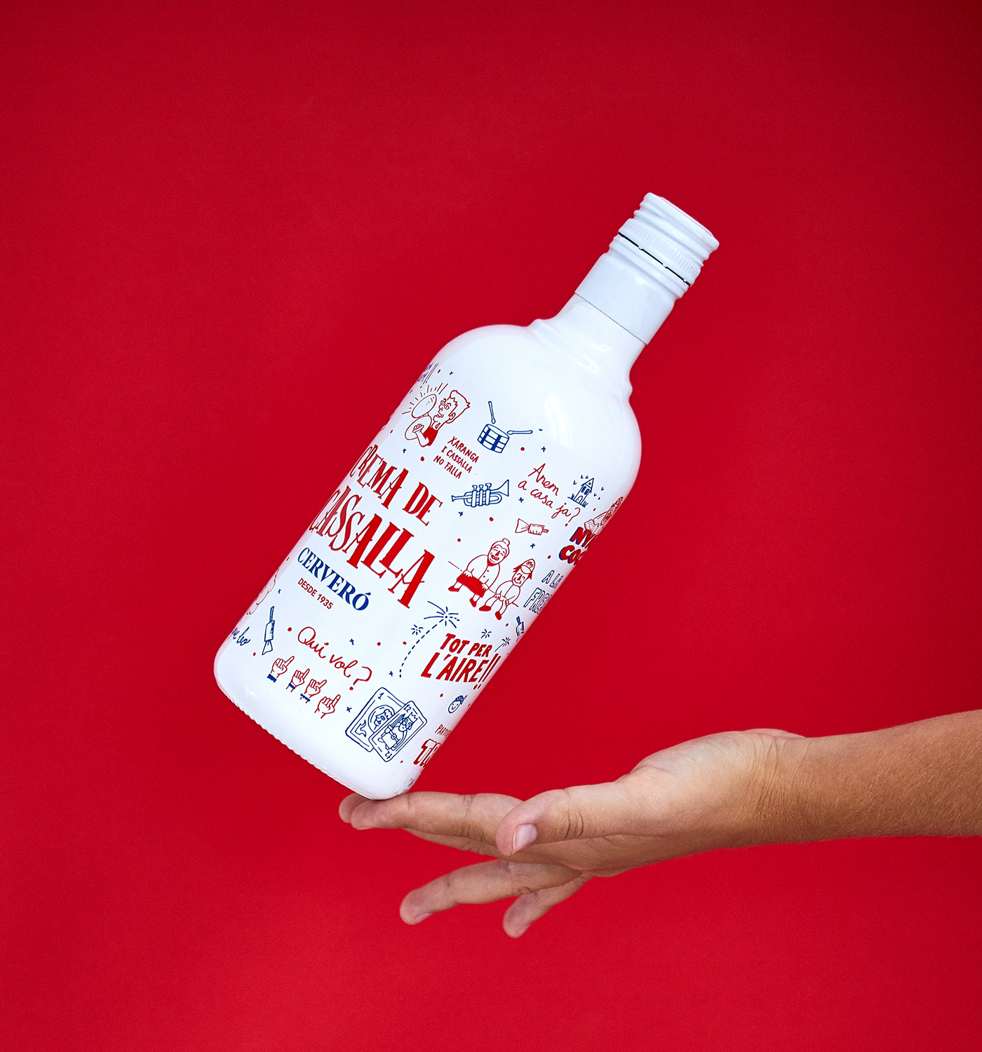 lettering cazalla spirit bottle screenprint Packaging Anise valencia Fallas Label