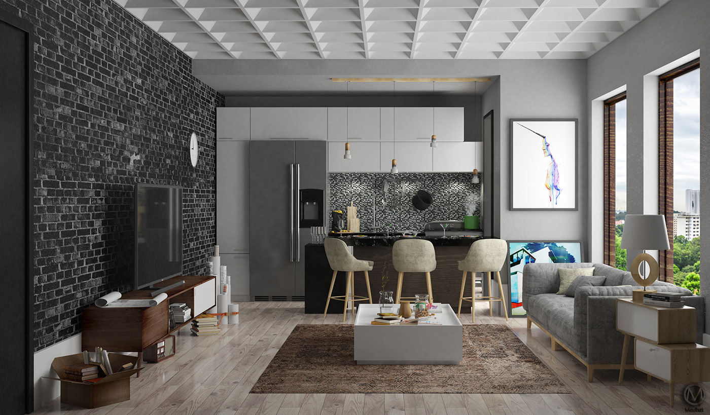 inerior design interior design  apartment studio visualization modeling 3d max home kitchen