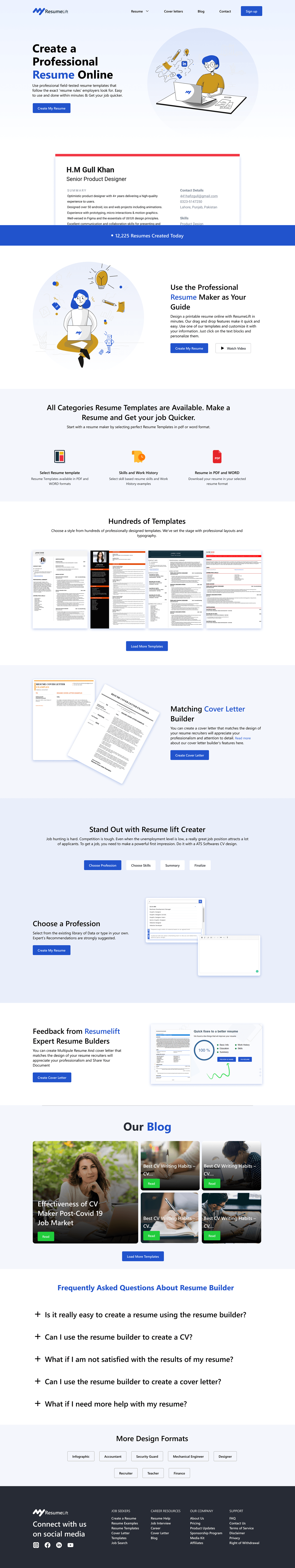 Website Design UI UX design landing page Figma Content Writing copywriting  ai resume builder perfect resume resume builder User Experiance design