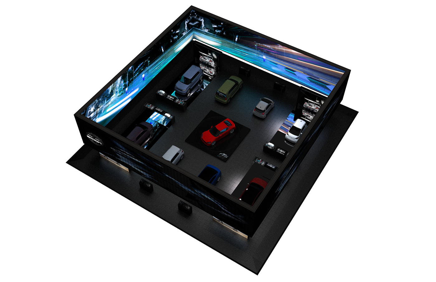 toyota Scion EXHIBIT DESIGN sketch 3D Studio Max Autodesk vray