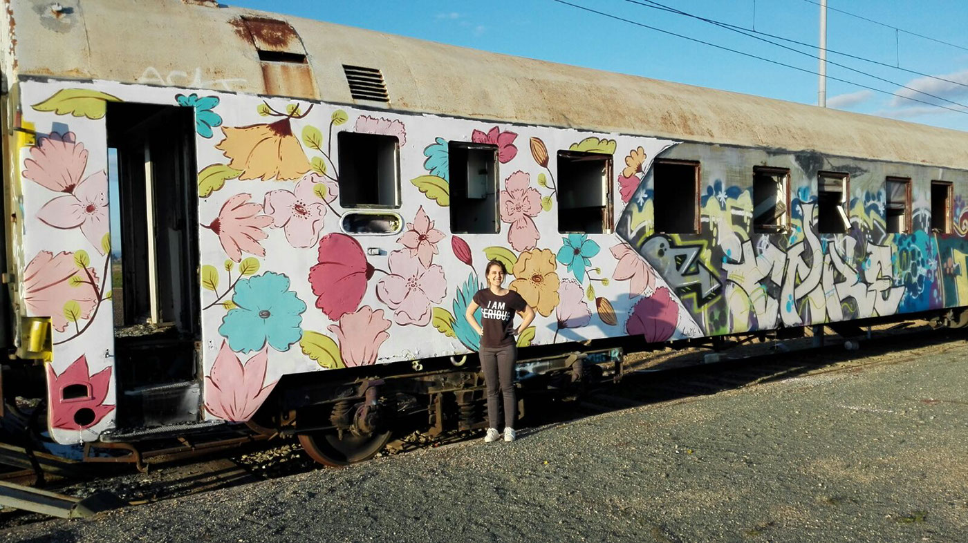 art ILLUSTRATION  wallart Mural train Drawing 