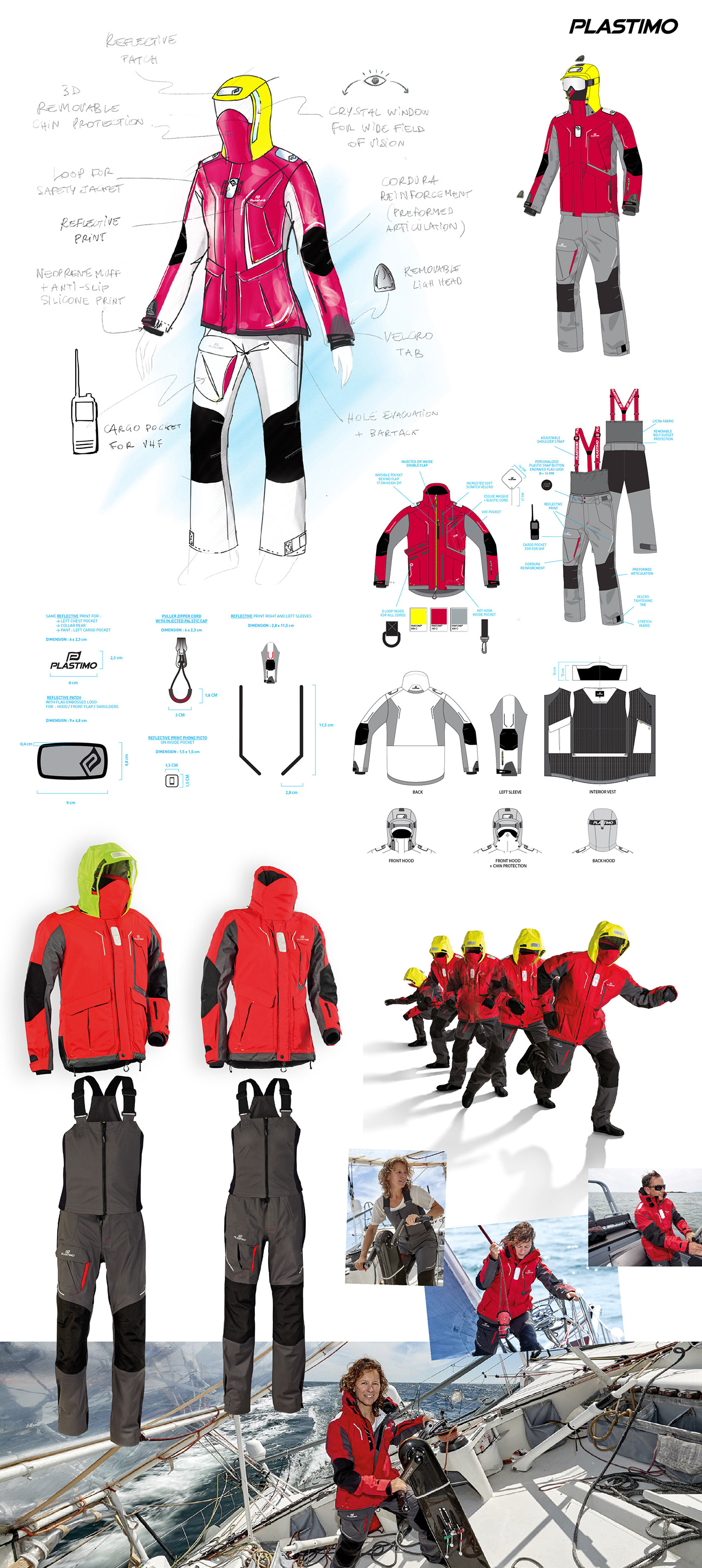 jacket Pant high seas accesorisation TRIMS coloration graphic design  technical views design conception wear