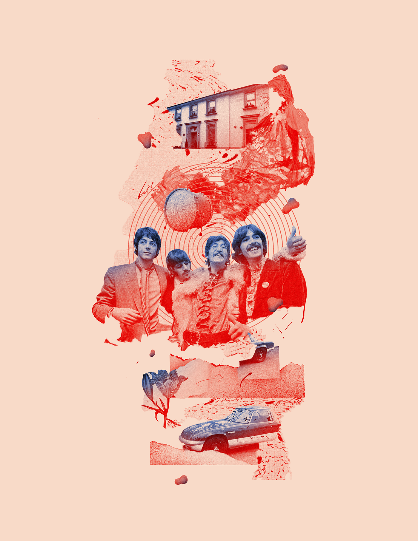 collage ILLUSTRATION  Beatles kurt cobain milan kundera graduated editorial