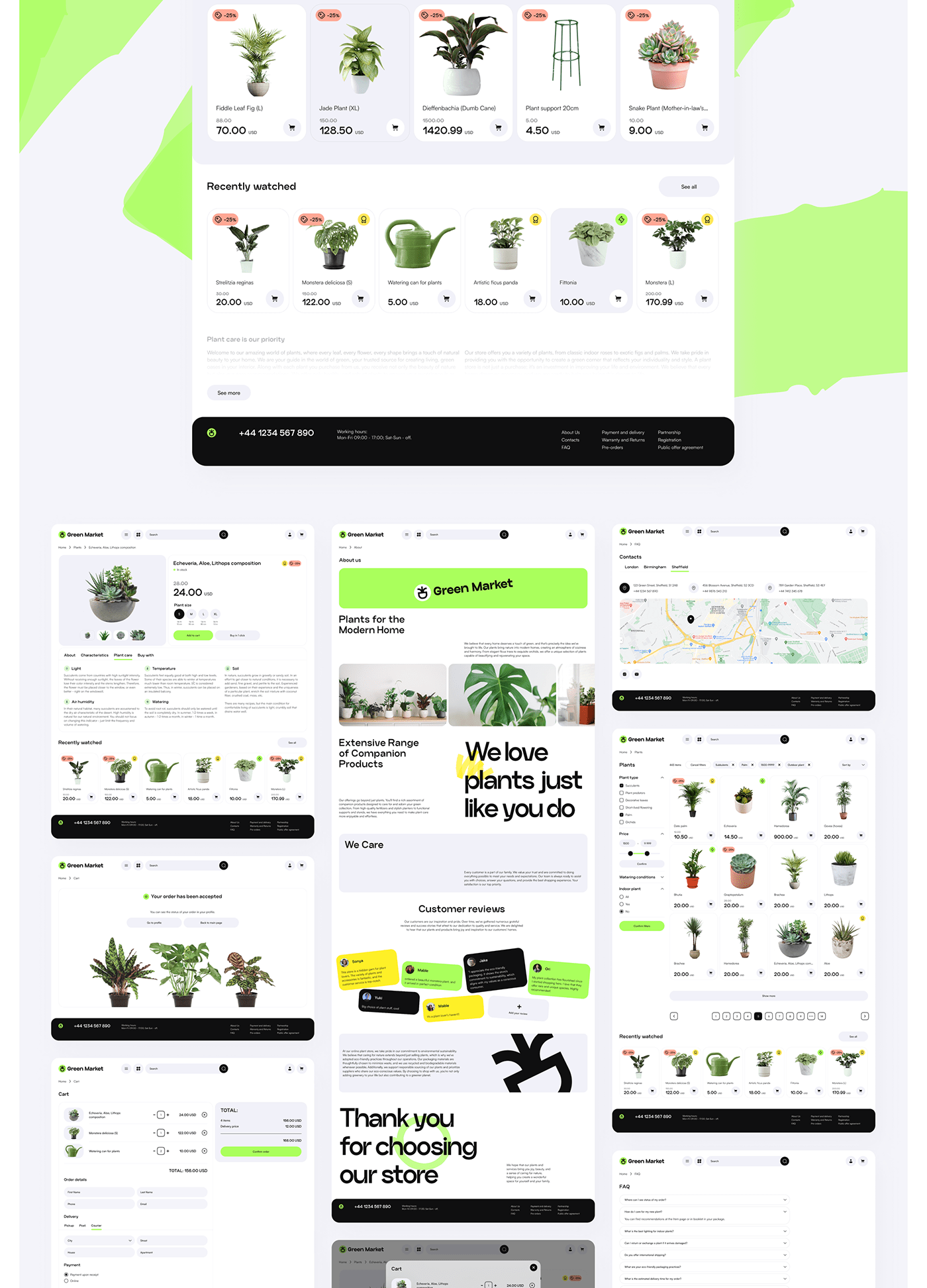 e-commerce shop Website Figma UI/UX plants green online store ux web-store