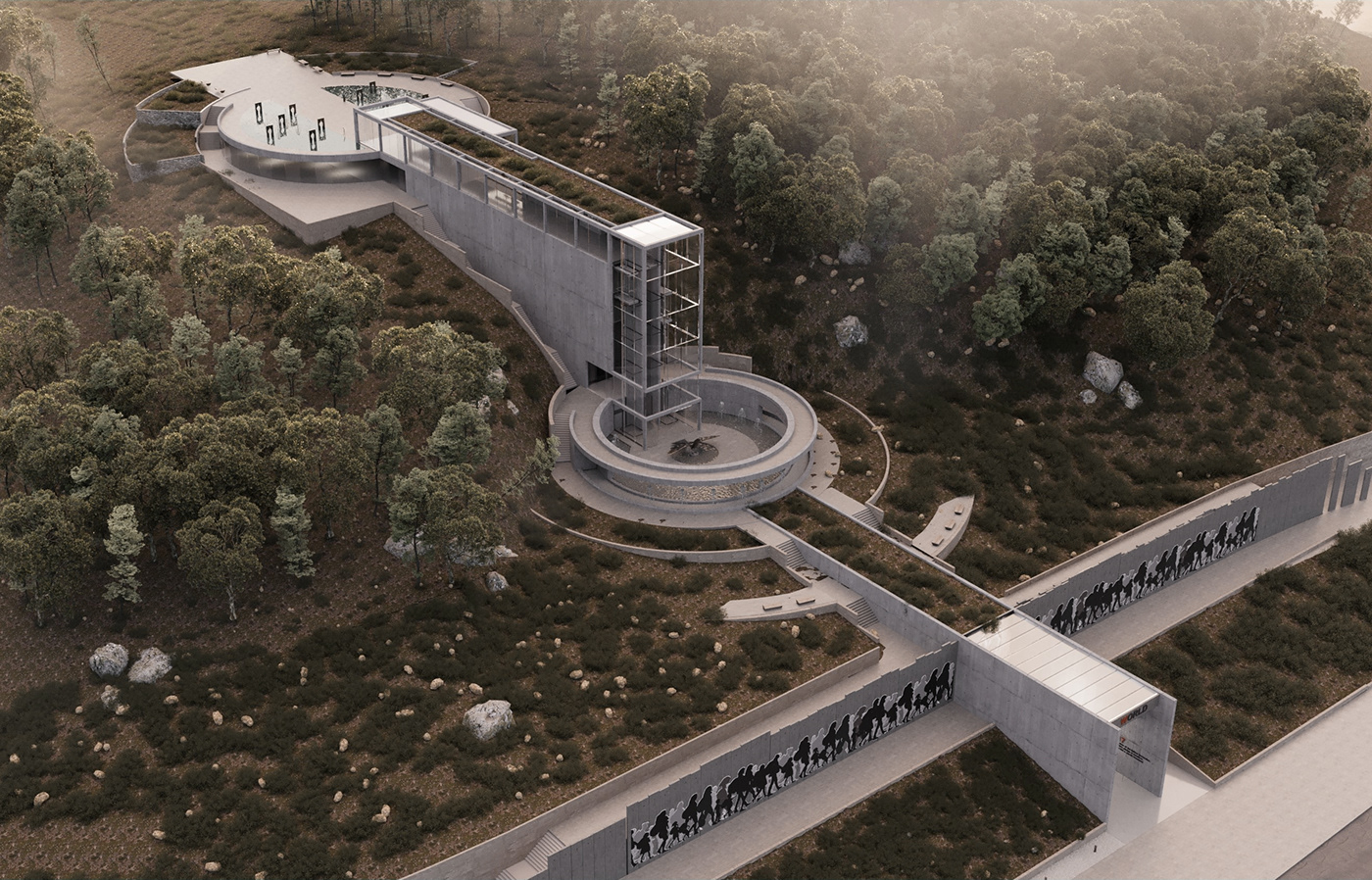 graduation project architecture museum palestine 3ds max Memorial photoshop topography freedom