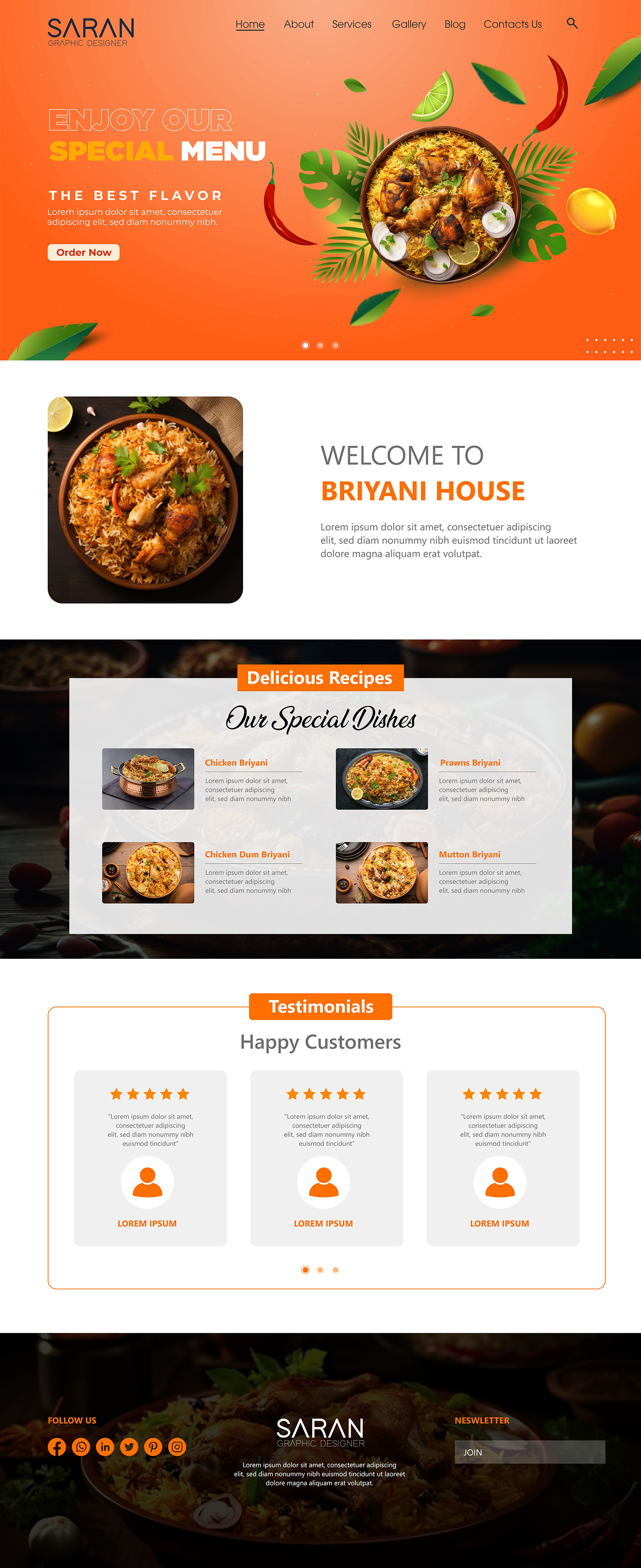 briyani Food  Web Design  Website UX design UI/UX landing page Advertising  Adobe XD user interface