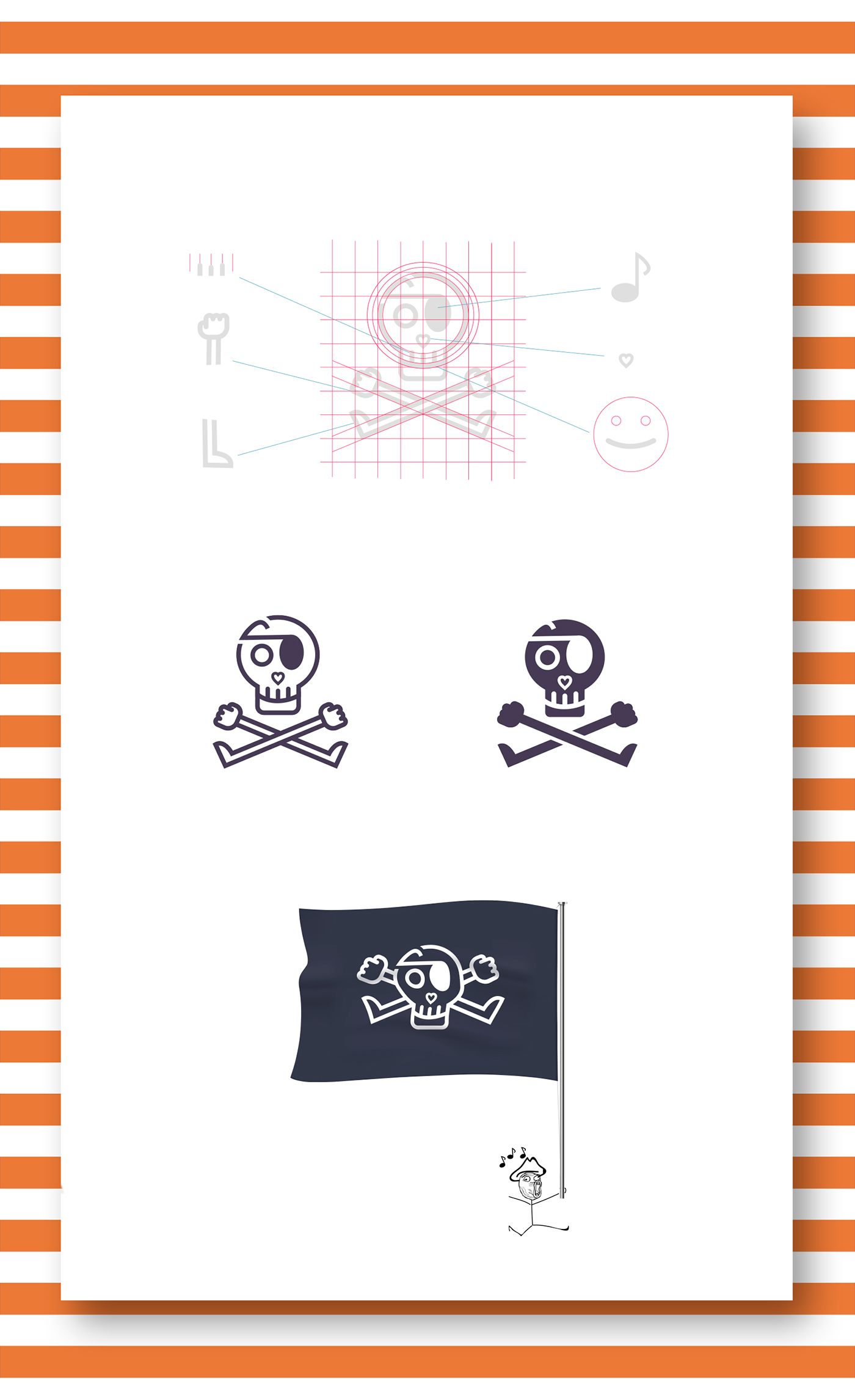 Logotype pirate danse nice animation  motion design geometric skull flag