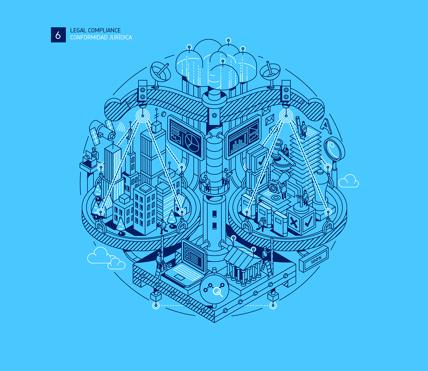 azzurri corporative illustration vector linear Isometric line tech business