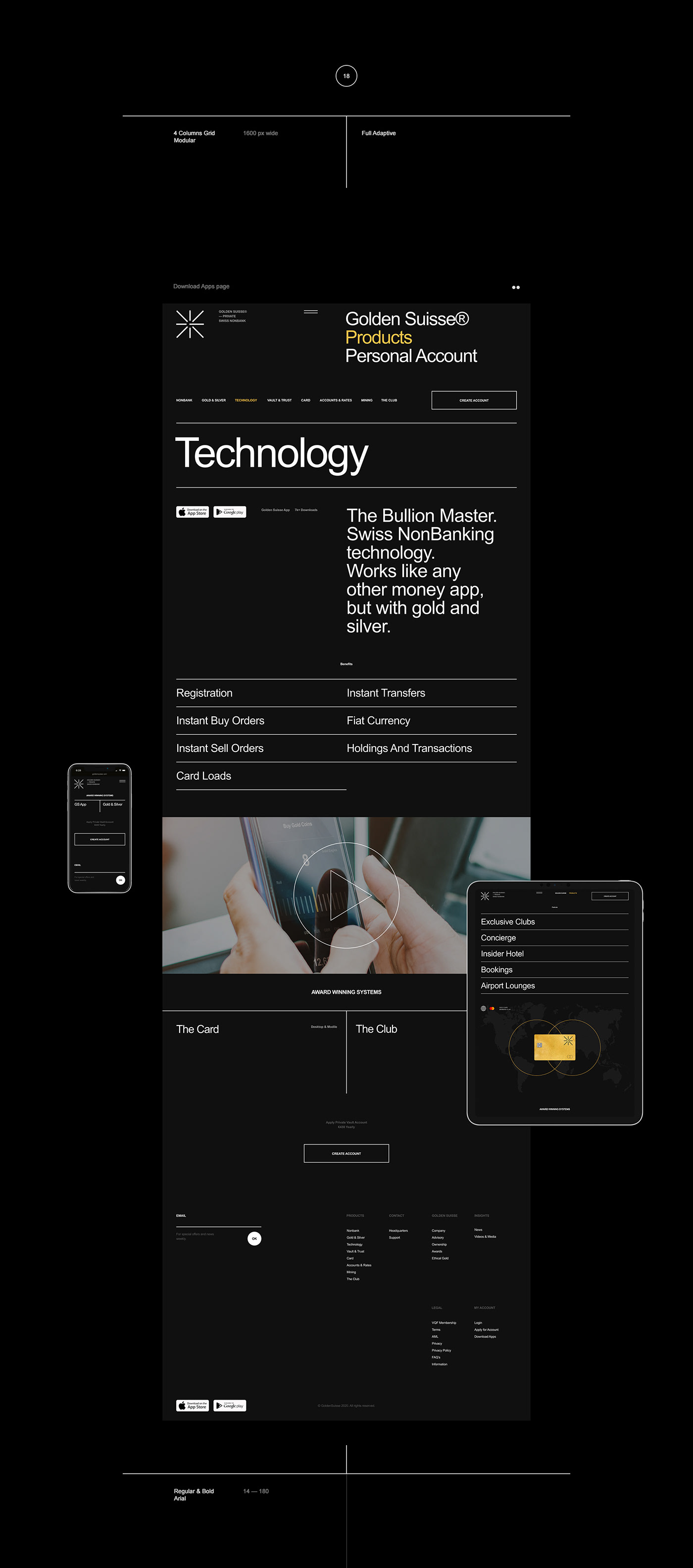 banking black clean gold minimal mobile promo Suisse Web Webdesign