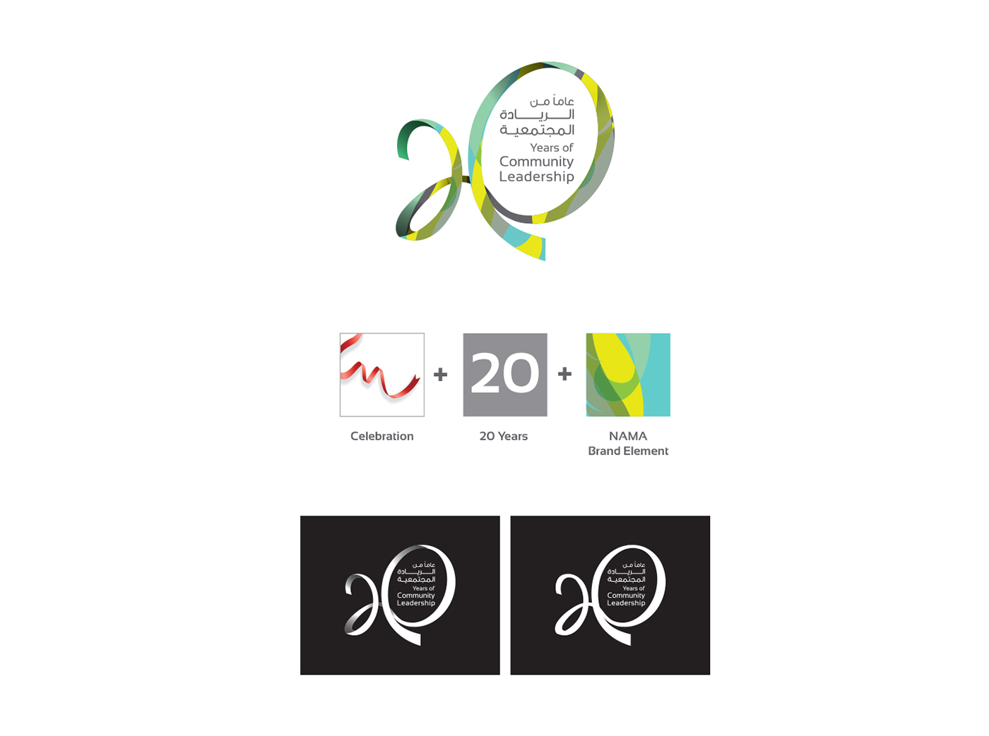 book design creative branding  nama Qatar Social Works 20 Years Anniversary