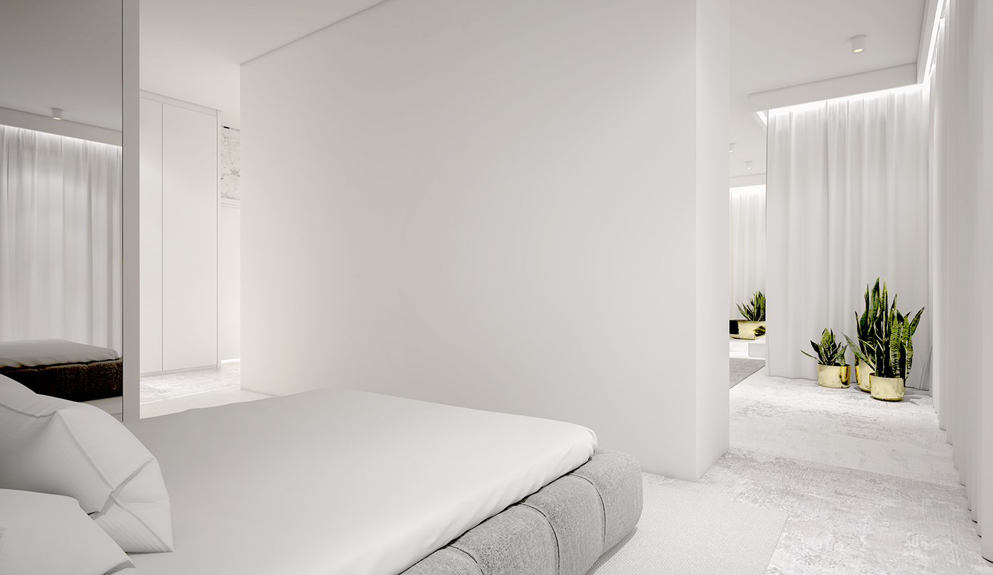 Interior interiordesign living modern Minimalism flat apartment mo.siwinska Wilanów warsaw poland 3D visualizations vray