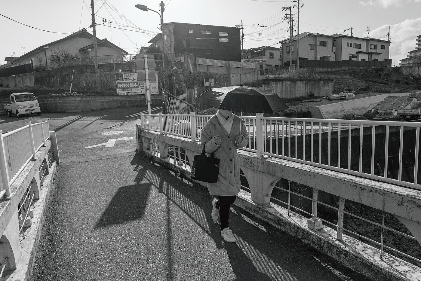 black and white monochrome street photography Street japan osaka prefecture