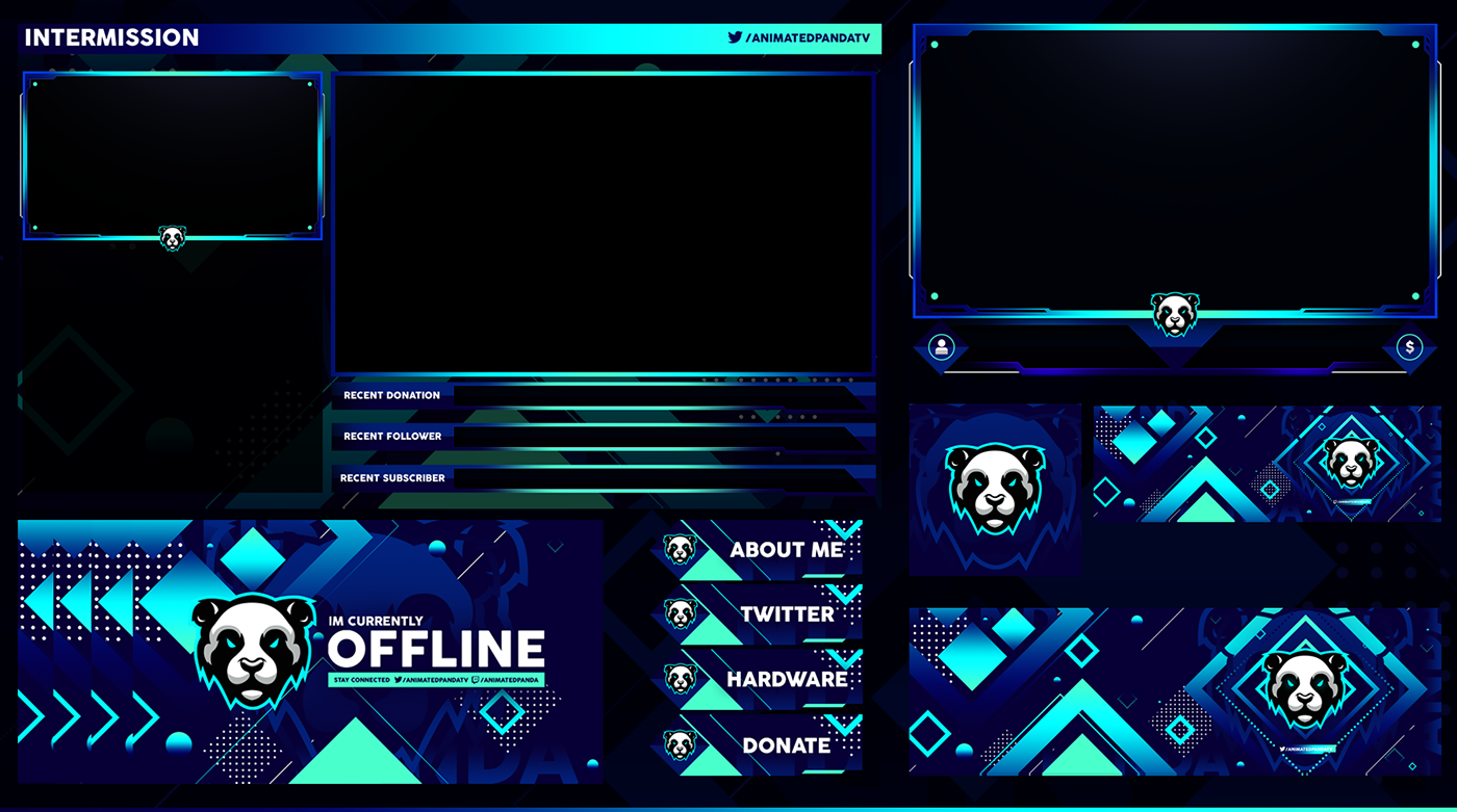 Twitch stream Overlay streamoverlay design gradients streampackage Facecam Streaming animation 
