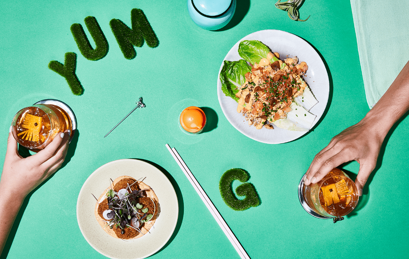 art direction  Plant Based vegan asian fusion Toronto restaurant Food  cocktails Comfort food burger