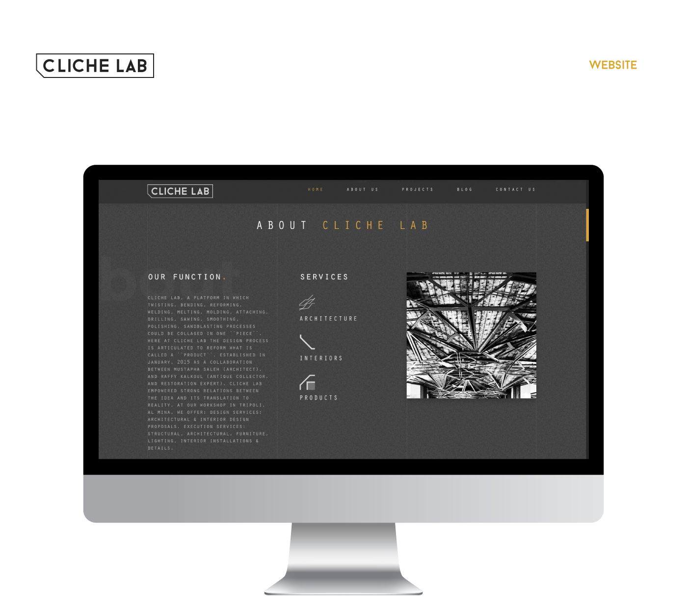 Website architectute industrial dark branding 