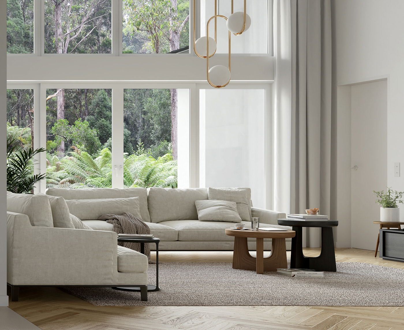 architecture interior design  design modern white interior living room kitchen