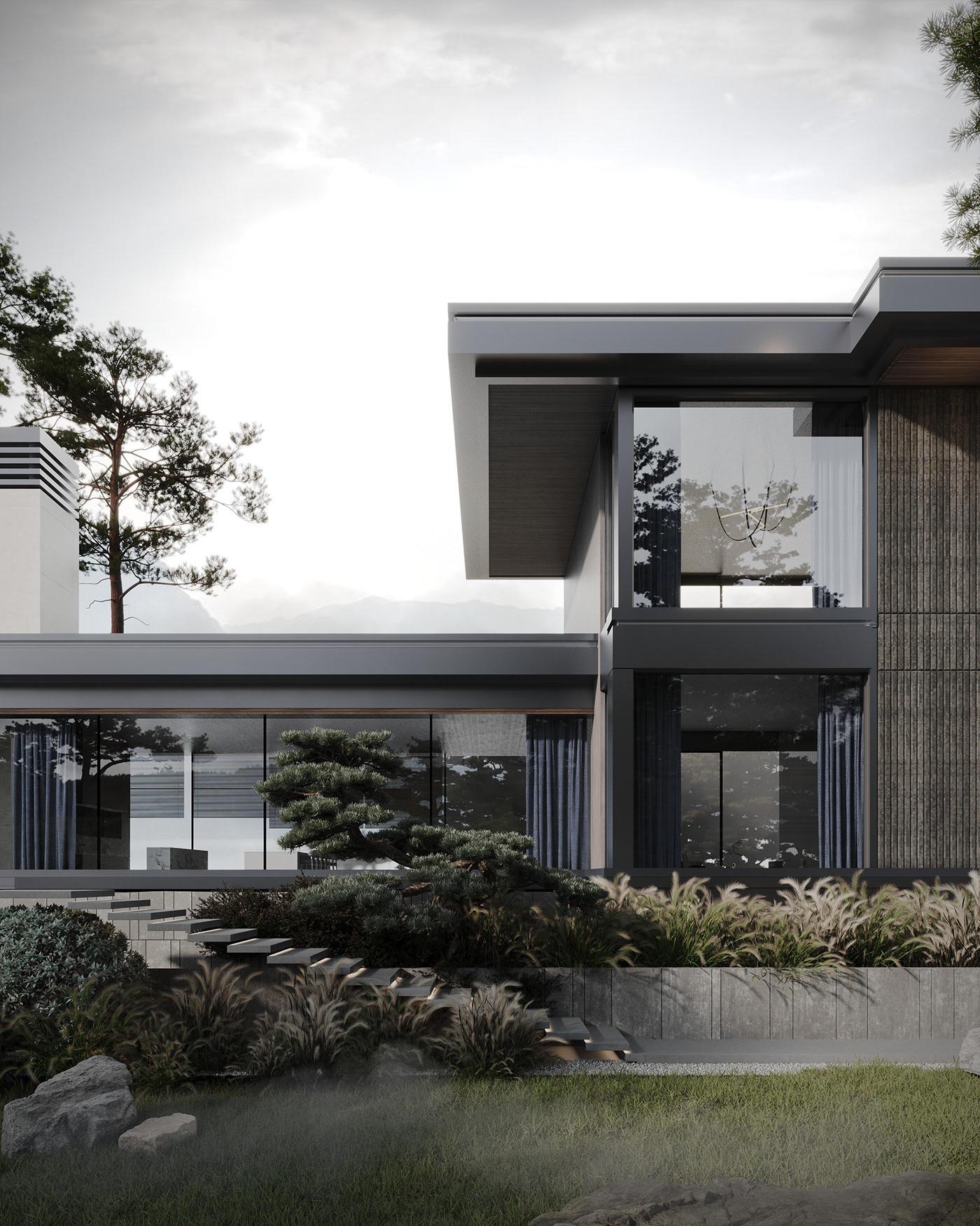 dramatic visualization Render exterior design modern 3ds max archviz CGI architecture house