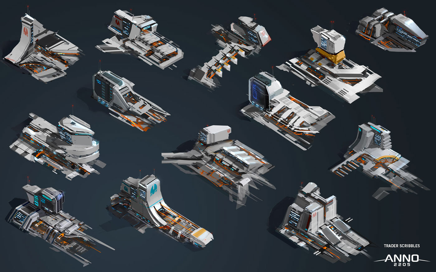 Anno 2205 videogame strategy citybuilder concept art design future sci-fi ships buildings