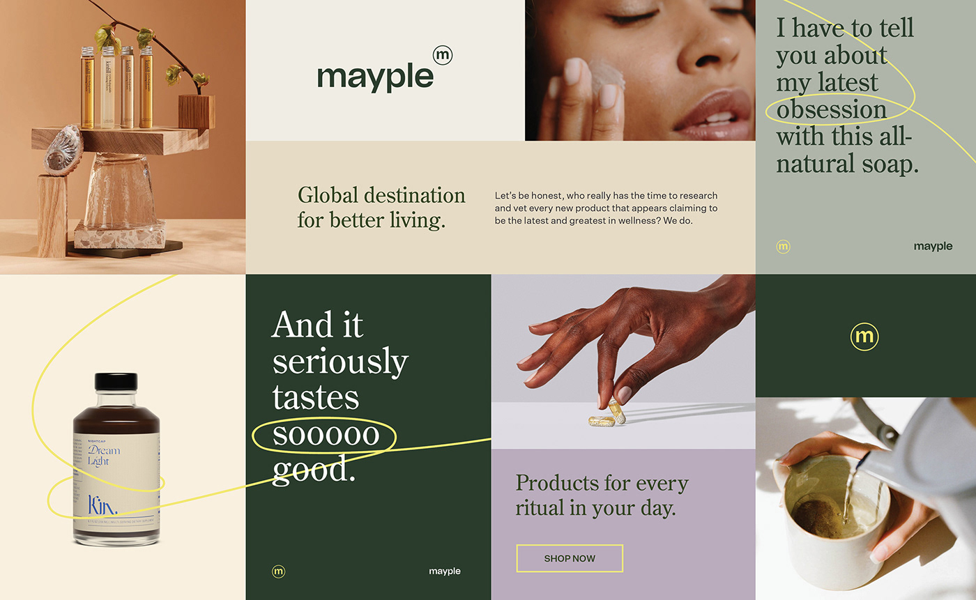 branding  logo Marketplace mayple nutrition shop Shopify skincare Website Wellness