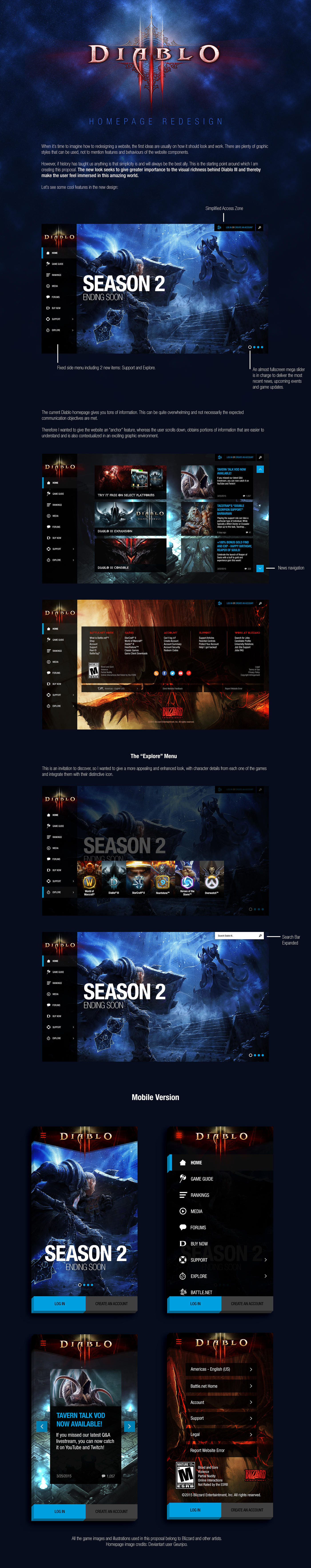 Blizzard Diablo III videogame website ui design UX design