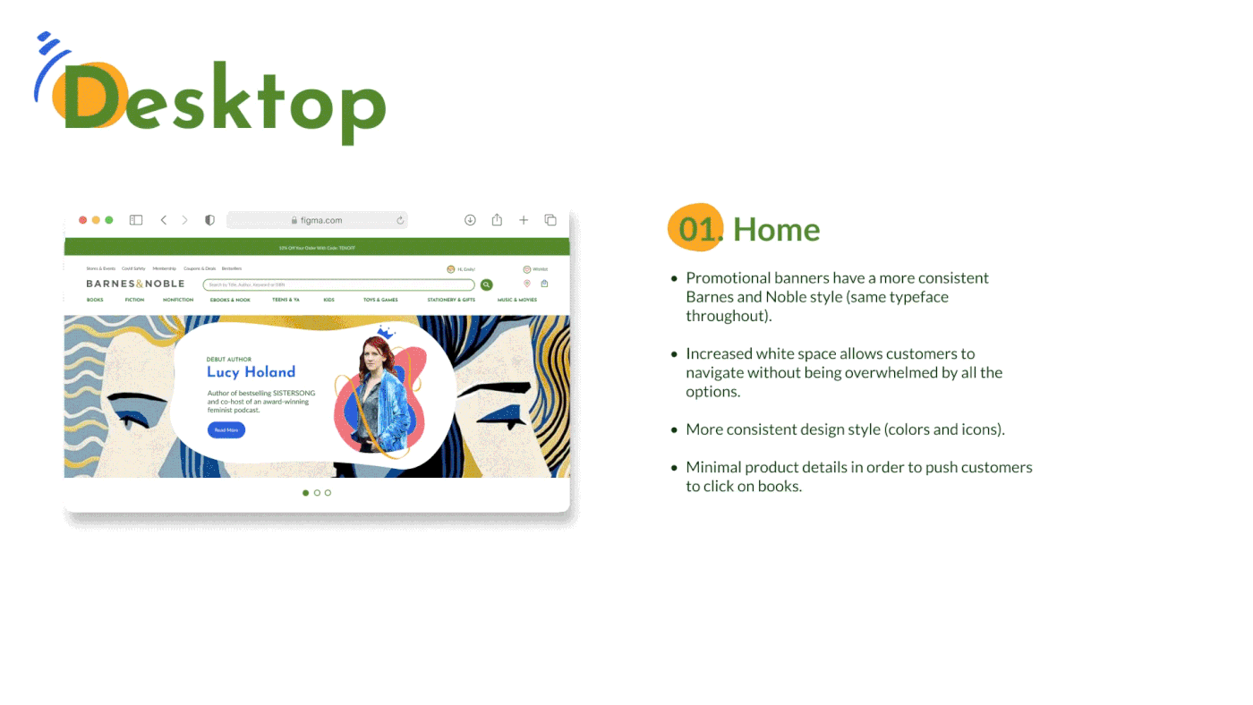 Barnes & Noble barnes and noble desktop green identity Illustrative mobile Playful UI/UX Website