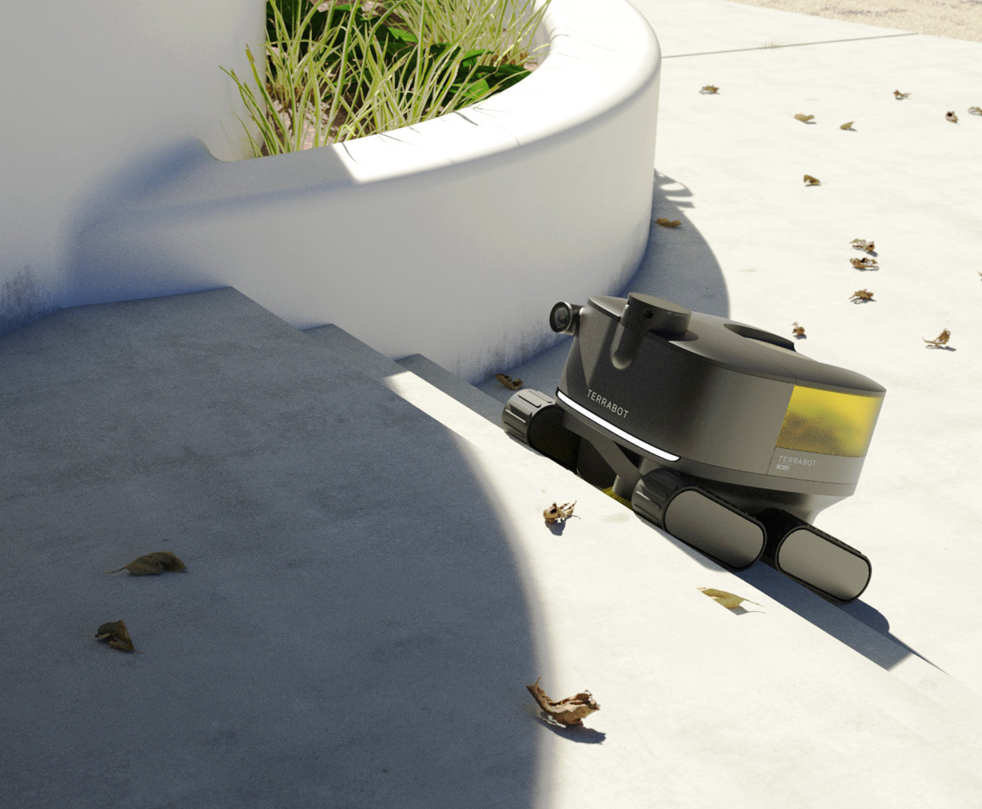 product design  surveillance Scandinavian design Autonomous #automated #groundskeeping #robotsweeper cleaningrobot gardenrobot swiftcreatives