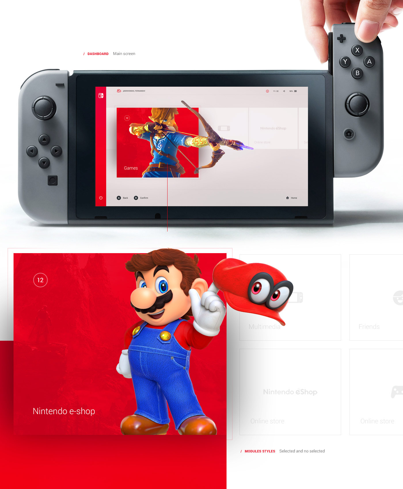 Nintendo switch UI ux Interface videogame dashboard game user interface user experience