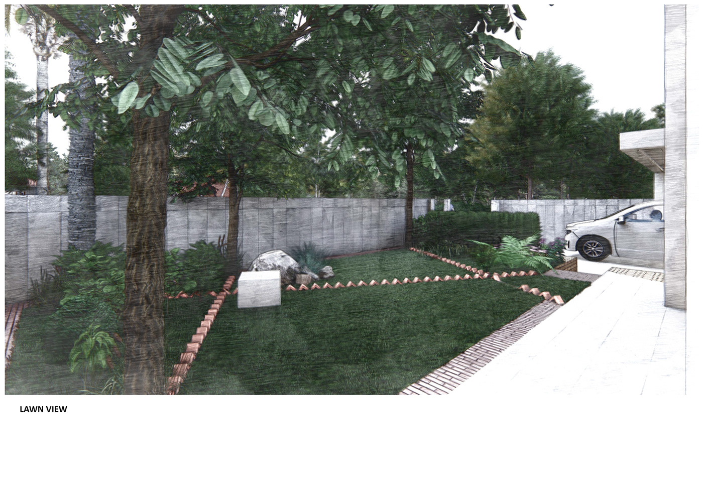 architecture Experimental Architecture lawn design modern rendering skecthup