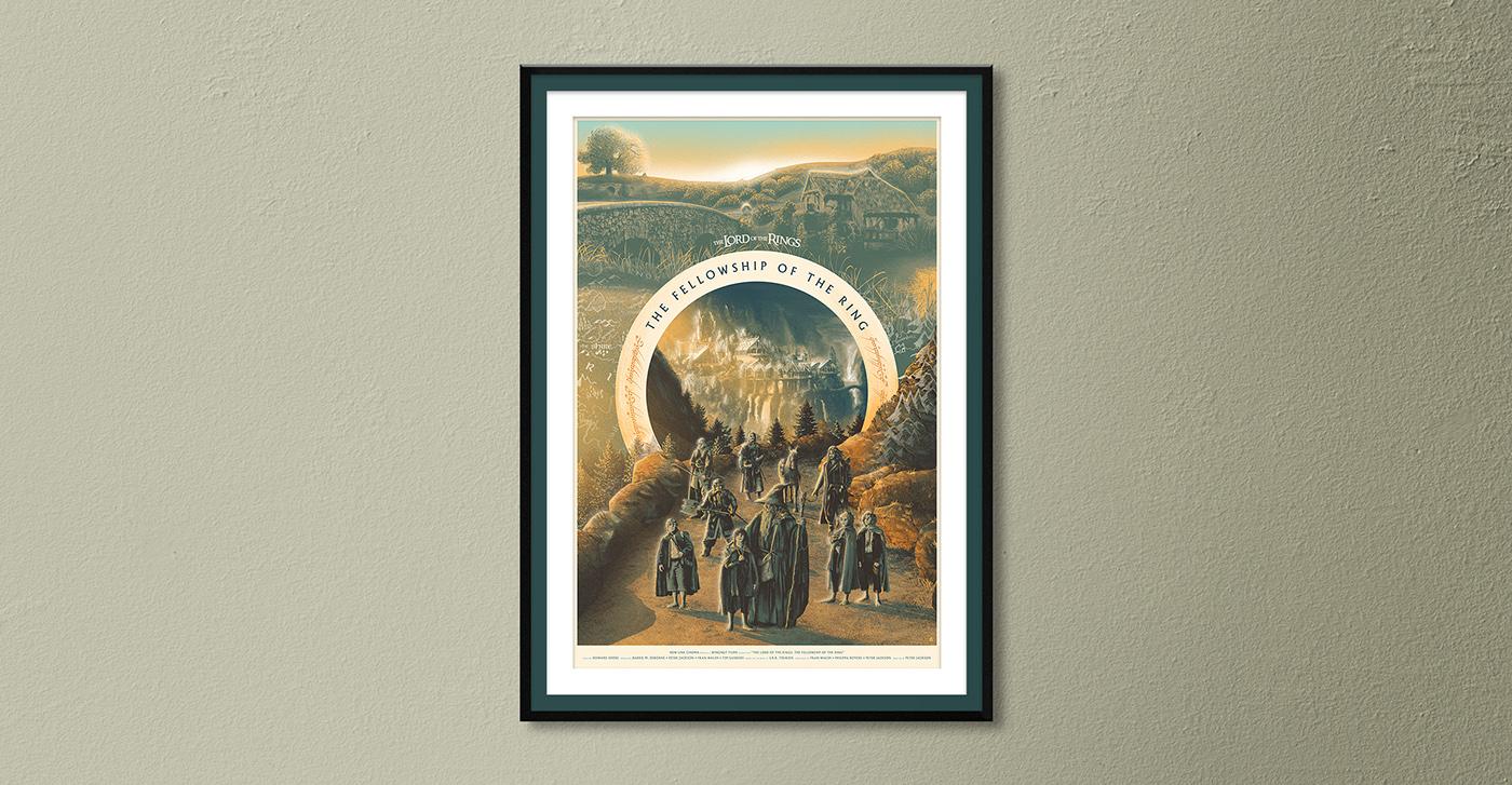 LOTR Peter Jackson fantasy wizard evil Good movie pop culture poster screenprint